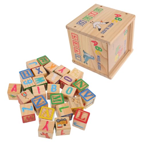 Toyvian 1 Set Holz ABC Spielzeug Bausteine Holz Alphabet Zahlen Block Stapeln Lernen Vorschule Pädagogisches Montessori Sensorisches Spielzeug Für Kinder Kleinkinder von Toyvian