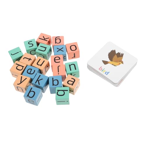 Toyvian 1 Set Kartenbuchstabierwörter Buchstabenwürfelspiel Wortwürfelrennen Vorschullernspiel Rechtschreibspiel Alphabetspiel Für Wörter Rechtschreibspiel Alphabetblöcke Aus Holz von Toyvian