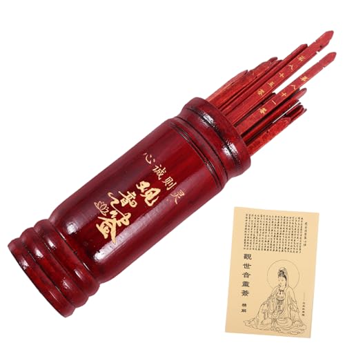 Toyvian 1 Set Lotteriebehälter Glücksstäbchen Eimer Tarotkarten Deck Erzählspielkonsole Essstäbchenhalter Essstäbchenhüllen Aufkleber Spiel Essstäbchenhalter Shui Buch China Feng Holz von Toyvian