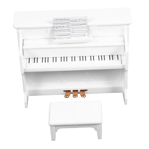 Toyvian 1 Satz Mini-Klavier Puppenhaus-miniaturklavier Miniatur-klaviermodell Miniaturklavier Und Hocker Zubehör Miniatur-puppenhausmöbel Weiß Baby Plastik Ob11 Haushalt von Toyvian