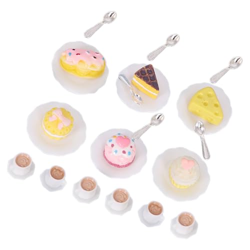 Toyvian 12-teiliges Miniatur-küchenzubehör-Set – Tasse Kaffeetasse Kuchen Dessert Für Puppenhaus- Realistisches Miniatur-lebensmittelspielzeug von Toyvian