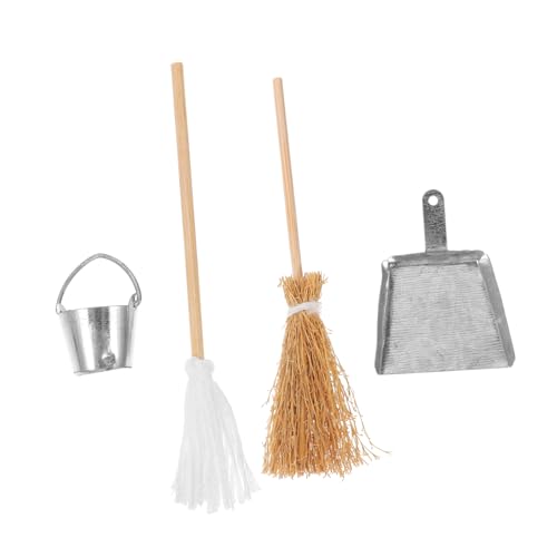 Toyvian 1 Set Miniatur Szene Requisiten Ornament Modelle Dekorationen Hausbesen Kehrschaufel Mini Eimer Figuren Requisiten Mini Zimmerwischer Miniatur Wischmopp Requisiten von Toyvian