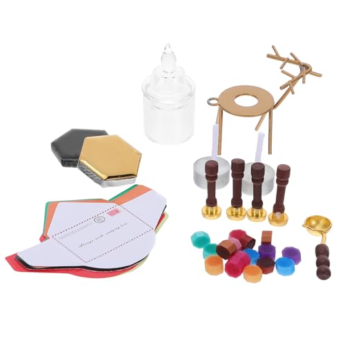 Toyvian 1 Set Miniatur-Wachssiegel-Stempel-Set, Simulation Puppenhaus-Wachssiegel-Stempel für Weihnachtsumschlag-Dekorationen, DIY-Projekte, Puppenhaus-Zubehör von Toyvian