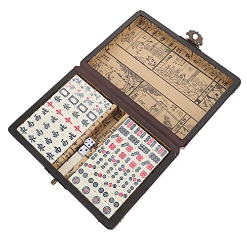 Toyvian 1 Set Chinesisches Mahjong-spielset Kompaktes Mahjong-kachelset in Reisegröße Tragetasche Für Partys Bars Und Outdoor-aktivitäten von Toyvian