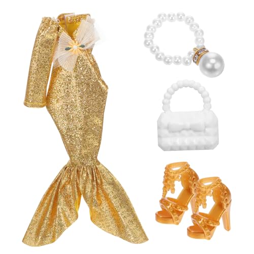 Toyvian Elegantes Meerjungfrauen-Puppen-Abendkleid-Set Glitzerndes Abendkleid Handtasche Halskette Absätze Ankleide-Accessoires Toyvian Elegantes Meerjungfrauen-Puppen-Abendkleid-Set Glitzerndes Abendkleid Handtasche Halskette Absätze Ankleide-Accessoires von Toyvian
