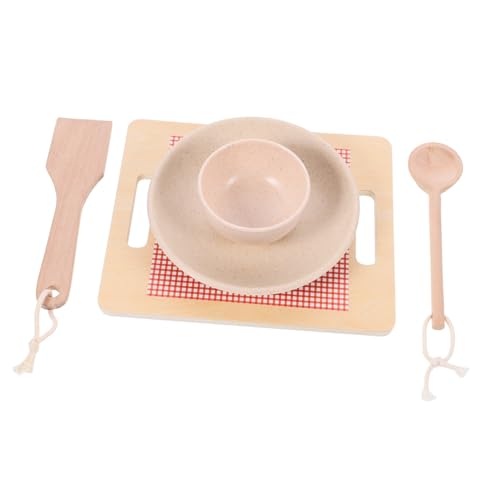 Toyvian 1 Set Spielhaus Küchenspielzeug Kinderspielzeug Teller Schüsseln Kindergeschenk Kochutensilien Küchengeschirr Küchenspielset Kochspielzeug Spielküchenzubehör Holz von Toyvian