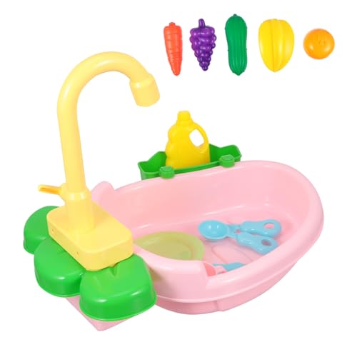 Toyvian 1 Set Waschbecken Pool Spiel Pädagogisches Simulation Geschirr Rosa Kunststoff von Toyvian