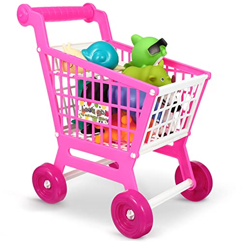 Toyvian 1 Stücke Spielzeug Einkaufswagen Mini Supermarkt Wagen Kinder Spielzeug Einkaufswagen Vortäuschen Spielen Einkaufswagen Für Kinder Geschenke (Rosa) von Toyvian