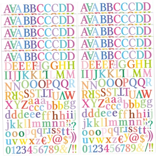 Toyvian 10 Blätter Alphabet-Aufkleber Vinyl Sticker Vinyl Aufkleber Muttertag Sticker Muttertag Aufkleber Sticker für Kalender Nummernschilder Alphabet-Etiketten Buchstabenaufkleber von Toyvian