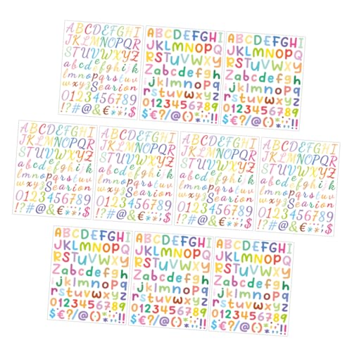 Toyvian Alphabet-aufkleberbuchstaben 10 Bögen Englische Vinyl-Aufkleber Bastelaufkleber Für Sammelalben Briefkästen Einfach Anzubringen von Toyvian