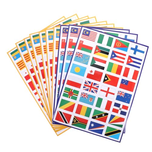 Toyvian 10 Blätter Weltflaggen-Aufkleber Nationalflaggenaufkleber Land Rote Flaggen Länder Thematisiert Ammer Mit Weltflagge International Weltflaggenaufkleber Spiel PVC Selbstklebend von Toyvian