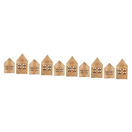 Toyvian 10 STK Holzhandwerk shöne bescherung Bookshelf Decor weihnachtsdeko Xmas SIM Mini-Häuser kleines dekoriertes Haushalt Bastelanhänger Kleines Ornamente Requisiten hölzern von Toyvian