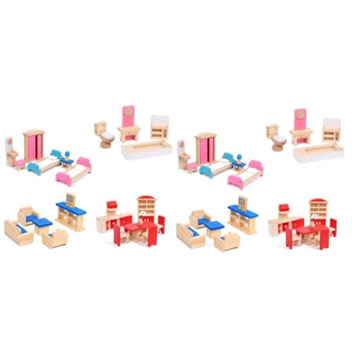 Toyvian 10 Sätze Puppenhaus-Miniatur-Dekor Miniaturmöbel aus Holz Kinderspielzeug Spielzeug für Mädchen Puppenhausmöbel Mini- Holzmöbel hölzern schmücken kleine Möbel Zubehör Bambus von Toyvian
