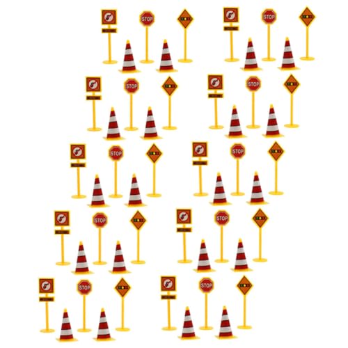 Toyvian 10 Sätze Zeichendekoration Geburtstagskuchen Spielzeug-Verkehrszeichen für Kinder Papierbecher Embleme Spielzeug Straßenschild Spielzeug Verkehrsmodelle Bahn das Schild Indikator von Toyvian
