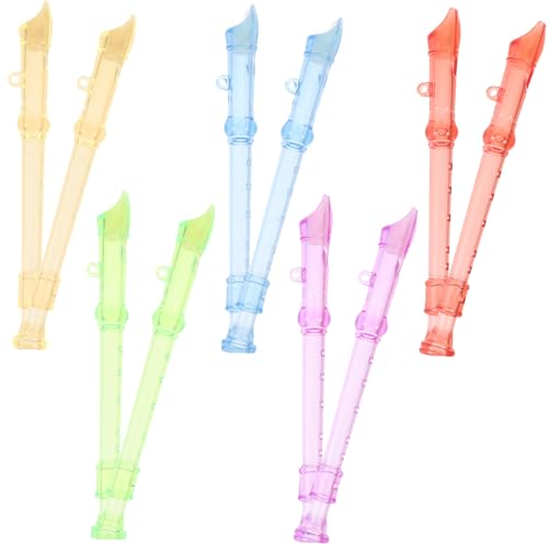 Toyvian 10 Stck. Teiliges Kunststoff Mini Blockflöten Musikinstrumente für Anfänger Spielerisch Musik Lernen Bunte Transparente Flöten Zufällige Farbe von Toyvian