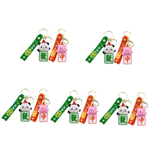 Toyvian 10 STK Mahjong-schlüsselanhänger Mahjong Schlüsselanhänger Für Handtasche Mahjong-Thema Schlüsselanhänger Mahjong-schlüsselhalter Mahjong-anhänger 3D China Charme Legierung von Toyvian