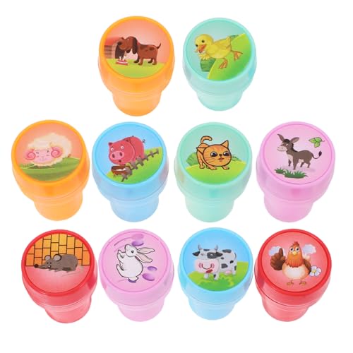 Toyvian 10 Stück Kinderstempel Bauernhoftier Partygeschenke Kinderstempel Zug Partygeschenk Weihnachtsstempel Für Handstempel Für Kleine Meerjungfrau Partygeschenke von Toyvian