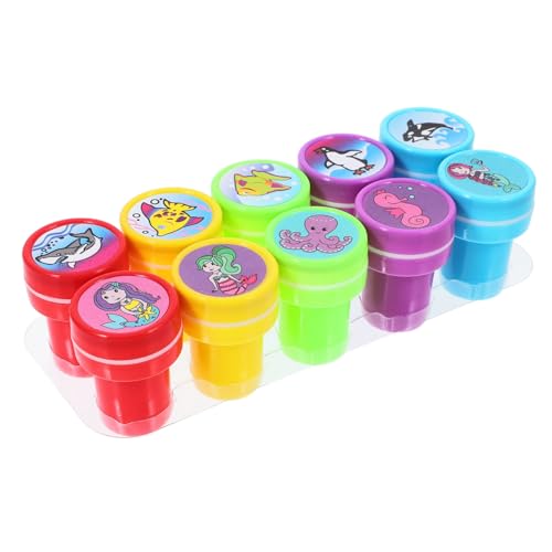 Toyvian 10 Stück Kinderstempel Kinderpreise Partygeschenke Mit Meerestieren Scrapbooking -briefmarken Süße Briefmarken Selbstfärbende Stempel Briefmarken Für Den Unterricht PVC von Toyvian