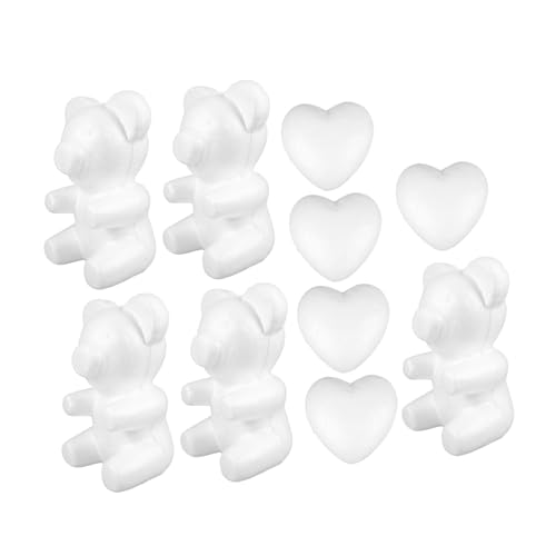 Toyvian 10 Stück Liebesblasenmodell Herz Aus Polystyrol Geformter Schaum Bärenfigur Ornament Kleines Styropor Bär Und Herzen Bastelbär Schaumstoff-herzbären Tragen Creme Weiß Poly-Drache von Toyvian