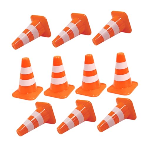 Toyvian 10 Stück Mikro Landschafts Verkehrszeichen Orange Kleine Modelle Lernspielzeug Miniatur Barrikade Miniatur Verkehrsbarriere Pädagogisches Lernspielzeug Leitkegel von Toyvian