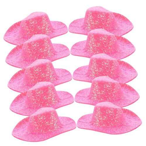 Toyvian 10 Stück Mini-Cowboyhut doll Accessories Puppen Accessoires pink cowboyhut rosa cowboyhut Haustier Miniaturhüte Mini-Sachen Plüsch Hut für Puppen Puppenhauslieferungen Stoff von Toyvian