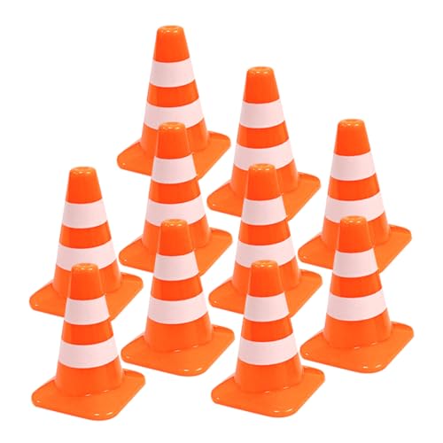 Toyvian 10 Stück Mini Verkehrshütchen Realistische Verkehrszeichen für Modellbau und Bildung Verkehrssicherheit und Symbolerkennung von Toyvian