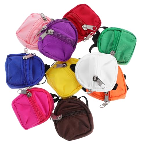Toyvian 10stücke Miniatur Doll Zipper Rucksäcke Niedliche Mädchenpuppe Taschen Für Rollenspiele Zipper Schulranzen Für Dolls Kreative Spielzeug-zubehör Für Junge Mädchen von Toyvian