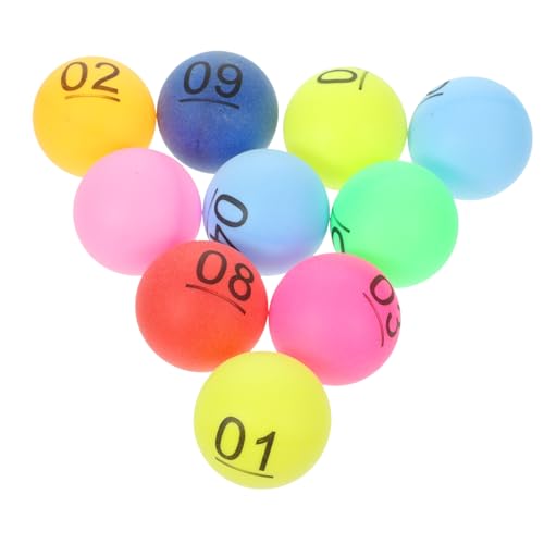 Toyvian 10St Farbzahlball-Lotteriekasten-Zahlenauswahlball-Party-Glücksziehungsfarben-Tischtennis nummerierte Lottokugeln Bingo-Maschinenkugeln Bier farbige Kugeln Kugel Requisiten pp von Toyvian