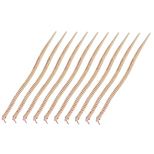 Toyvian 10 Stück Teiliges Blanko Holzschlangen Flexible Realistische Holzspielzeug Schlangen Pädagogisches Spielzeugmodell Naturfarben Sicher und Langlebig für Halloween und von Toyvian