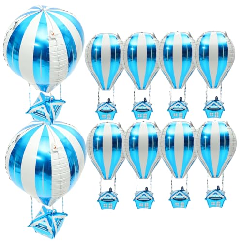 Toyvian 10 Stück Teiliges Hot Air Balloon Aluminiumfolie Heißluftballon Dekorationen für Kindergeburtstag Leichte Reißfeste Partydeko Fotokulisse für Schul Familienfeiern Langlebig Blau von Toyvian