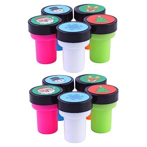 Toyvian 10 Stück Weihnachtsstempel Briefmarken Party mitgebsel kinderparty mitgebsel weinachtsgeschenke weihnachtkarten kinderspielzeug Selbstfärbende Stempel Kinderstempel von Toyvian