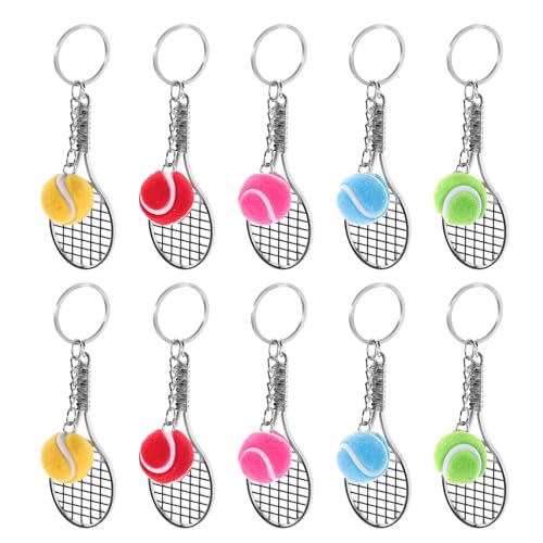 Toyvian 10 Tennisschläger-Schlüsselanhänger: Sport-Partygeschenke – Mini-Bälle, Schlüsselanhänger für Tennisliebhaber, Spieler, Rucksackanhänger, Taschenanhänger, Teamtaschen, Schulkarneval, von Toyvian