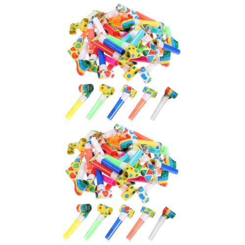 Toyvian 100 Stk Blasrolle musikalische Ausbrüche Spielzeuge Kinderspielzeug Haartrockner Zubehör für Partygebläse Partyhörner für Kinder Spielzeugset Trompete Pfeife Horn von Toyvian