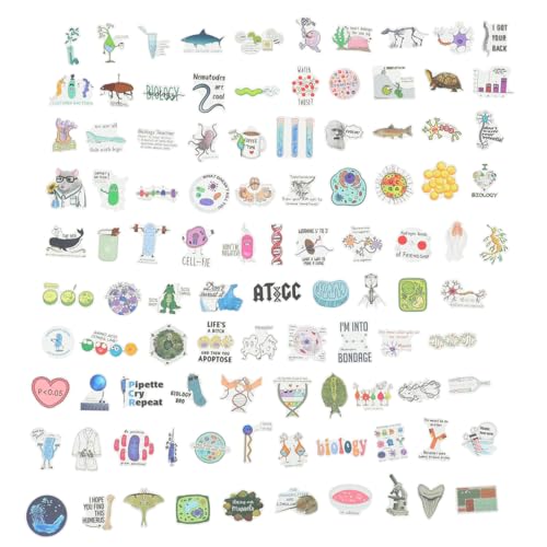 Toyvian 100 Stück Biologie-Aufkleber personalisierte Sticker personalisierte Aufkleber Sticker für Auto Niedliche Aufkleber Scrapbook Stickers Computer-Aufkleber Laptop-Aufkleber Papier von Toyvian