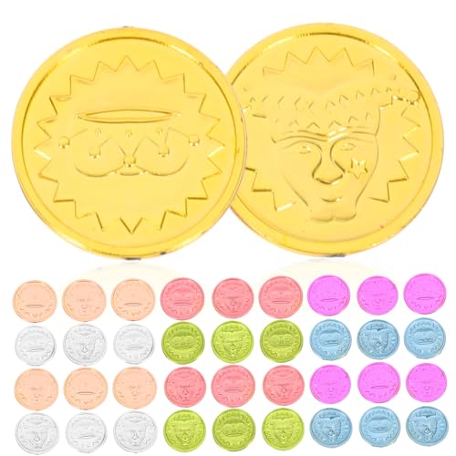 Toyvian 100 Stück Clown-Münze Bruchmanipulative Gaming- Mini- Kassenkinder belohnung für Toys Kinderspielzeug Schatzmünzenstütze Plastik von Toyvian