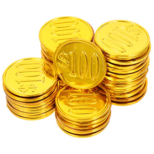 Toyvian 100 Stück Piratenschiffmünze Party Toys spielsachen für Kid Toys Piratenmünze Gaming- Piratengeld Pirat Plastik Golden von Toyvian