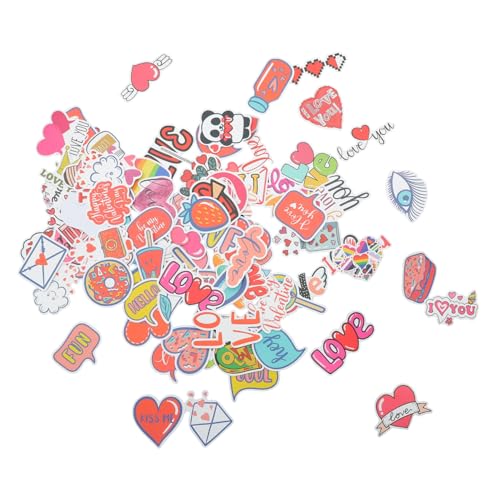 Toyvian Kofferaufkleber-Set 100 Stück Valentinstag Liebesherz Dekorative Aufkleber Selbstklebend Computeraufkleber Für Notebook Gepäck Kühlschrank von Toyvian