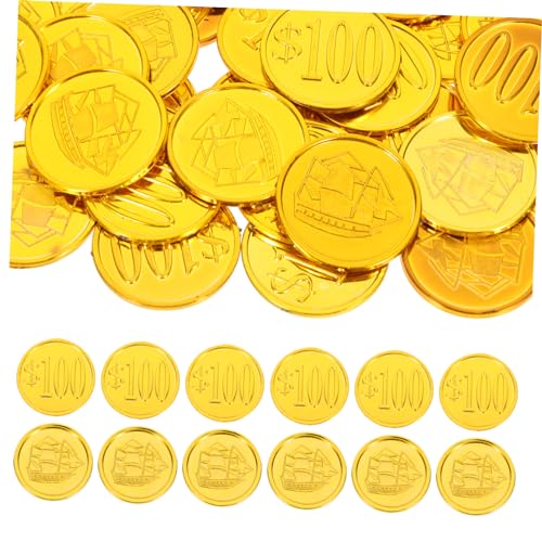Toyvian 100 Stücke 100 Piraten Platz Gefälschte Ornamente Für Wohnzimmer Figuren Ornamente Warenkorb Teich Ornamente Goldene Kunststoff von Toyvian