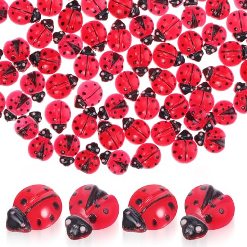 Toyvian 100Pcs Mini Marienkäfer Winzige Harz Ladybugs Mini Ladybug Figuren Für Miniaturpuppenhaus Fairy Garden Micro Landscape von Toyvian