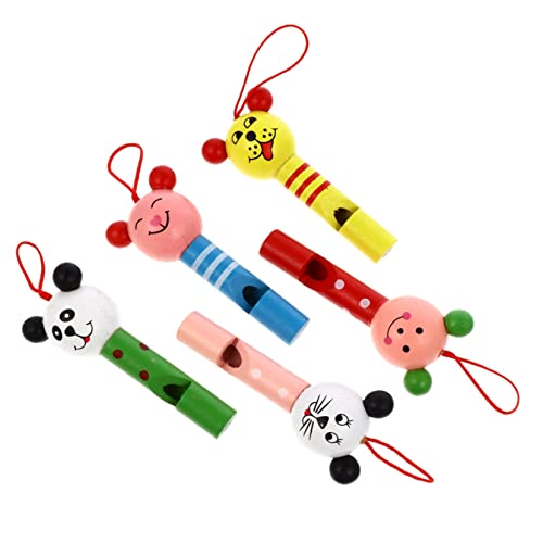 Toyvian 10St Tierkopfpfeife Spielset für Kinder Kidcraft-Spielset Musikspielzeug für Babys tierische Holzpfeife Tierisches Pfeifenspielzeug Kinderspielzeug Puzzle Füllstoff hölzern von Toyvian