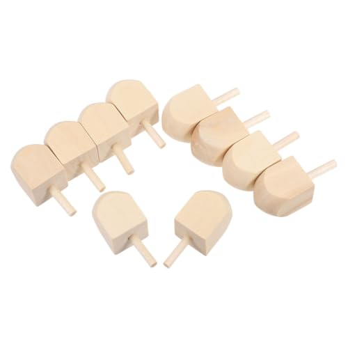 Toyvian 10St hölzerner Kreisel kinderspielzeug Holzdreidel Hanukkah Dekoration Hanukkah Bastelset Wanddekoration Heimwerken kleine Dreidel aus Holz Spitze Lotusbaum Khaki von Toyvian