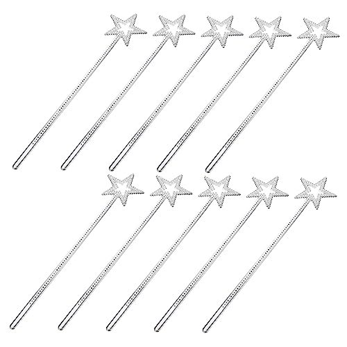 Toyvian 10St kleines Mädchen Zauberstab Fee Batterie Lichterkette Ballettröckchen Aufkleber Fairy Wand Kinderkleider Zauberstäbe für Mädchen Zauberstäbe für kleine Mädchen Plastik Silver von Toyvian