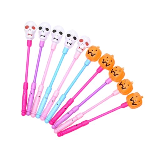 Toyvian 10Stücke Halloween Leuchtende Kürbis Schädel Handrassel Zufällige Farben Luminous Shaking Stick für Partys und Veranstaltungen für Halloween Feiern von Toyvian