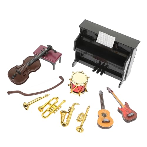 Toyvian 11St Gitarrenmodell Miniatur Gitarre Saxophon Spielzeuge Instrumentenspielzeug für das Puppenhaus Puppenhauszubehör klein Architekturmodell Ornamente einstellen Kind Suite Plastik von Toyvian