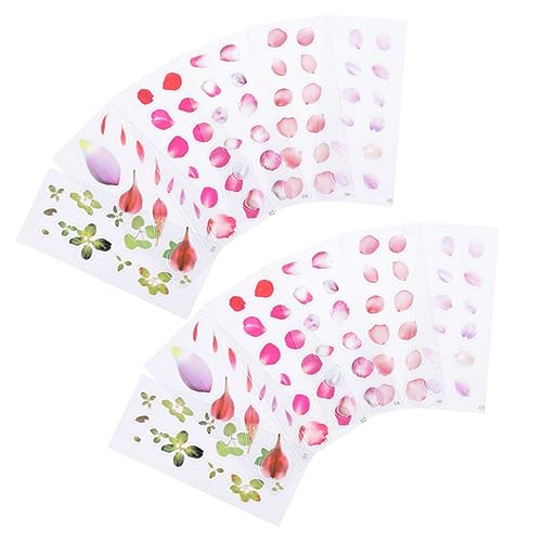 Toyvian 12 Blatt Aufkleber für Tagebuch Scrapbooking Sticker Scrapbook Stickers Kunstharz Aufkleber dekorative Sticker Abziehbilder für Simulationsanlagen Klarer Folienaufkleber von Toyvian