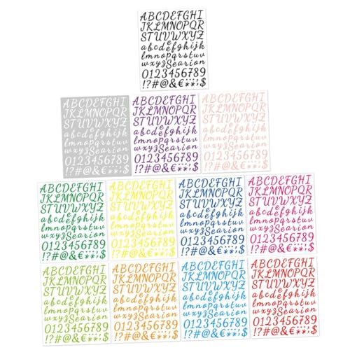 Toyvian 12 Blatt alphanumerische Aufkleber dekorative Aufkleber Alphabet-Aufkleber Buchstabenaufkleber für Wasserflaschen DIY-Scrapbooking-Aufkleber Buchstabenaufkleber für Abschlusskappe von Toyvian