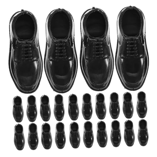 Toyvian 12 Paare Miniatur Puppenschuhe für Puppen Detailgetreue Herrenmodelle in Schwarz Strapazierfähige Accessoires für Puppenhaus Micro Landschaft Deko und Kreatives Rollenspiel von Toyvian