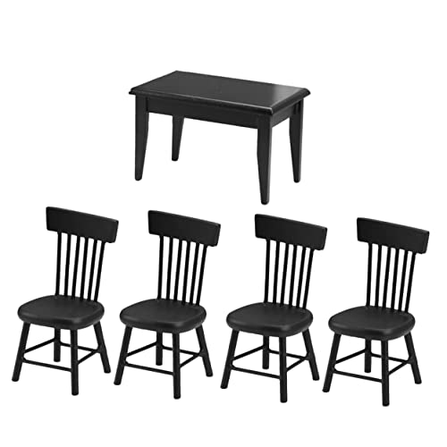 Toyvian Elegantes Miniatur-essset Mit Tisch Und 4 Stühlen Maßstab 112 Mini-holztischmodelle Für Die Inneneinrichtung von Toyvian