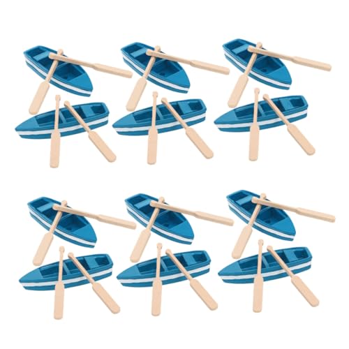 Toyvian 12 Sätze Teiliges Mini Ruderboot aus Holz mit Ruderpaaren Handgefertigte Miniatur Kanu Deko für DIY Feengarten Puppenhaus und Nautische Wohnraumgestaltung von Toyvian