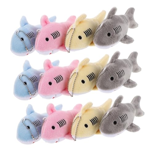 Toyvian 12 Stück 12-teiliges Mini Plüsch Hai Schlüsselanhänger Weiche Niedliche Tieranhänger für Taschen Rucksäcke Geldbörsen Vielseitige Meeresbewohner Charms als Partygeschenke Bunte von Toyvian